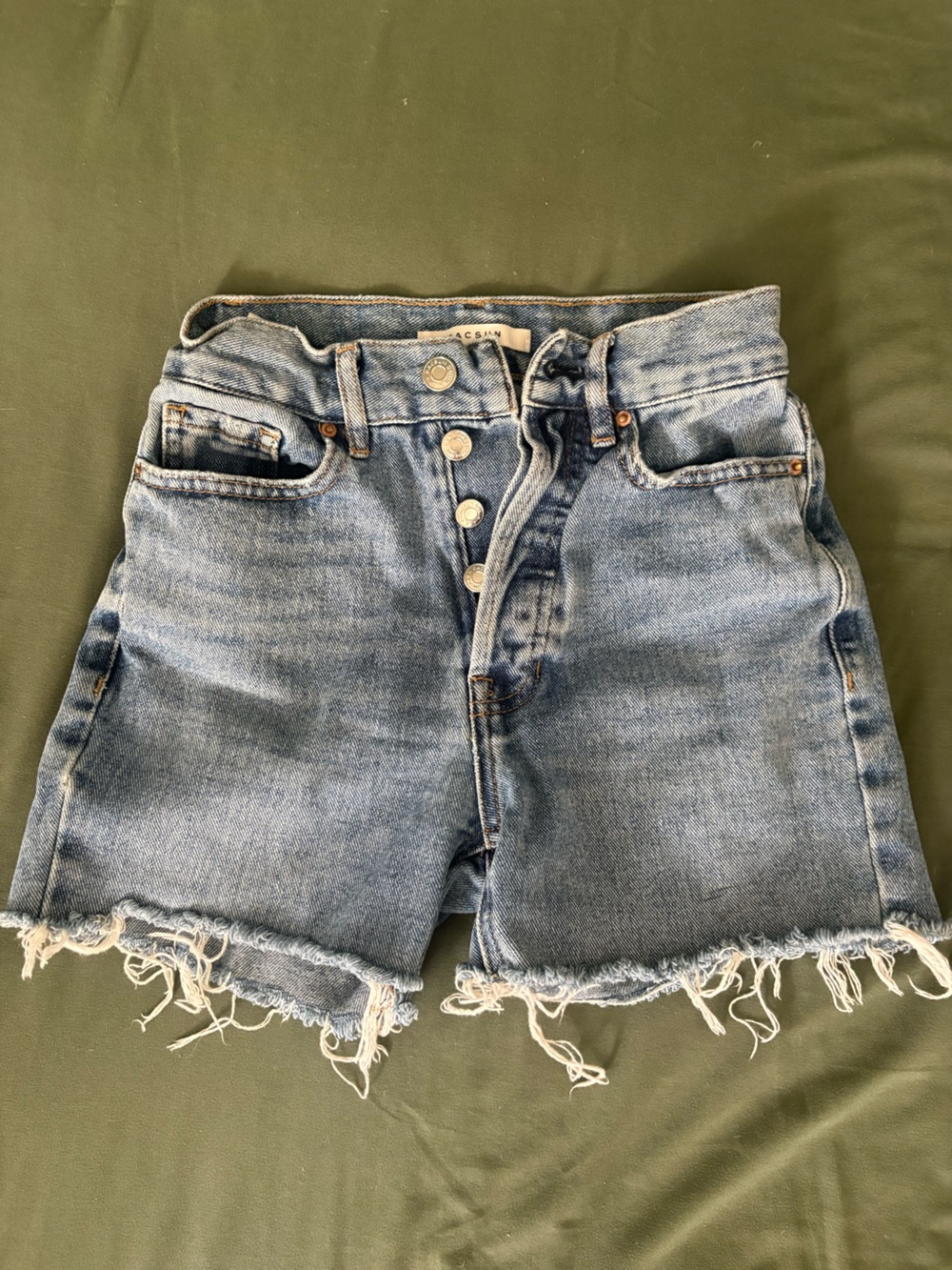 PacSun Light Blue Distressed High-Rise Denim Shorts